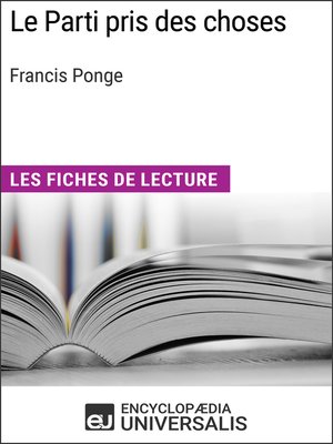 cover image of Le Parti pris des choses de Francis Ponge
